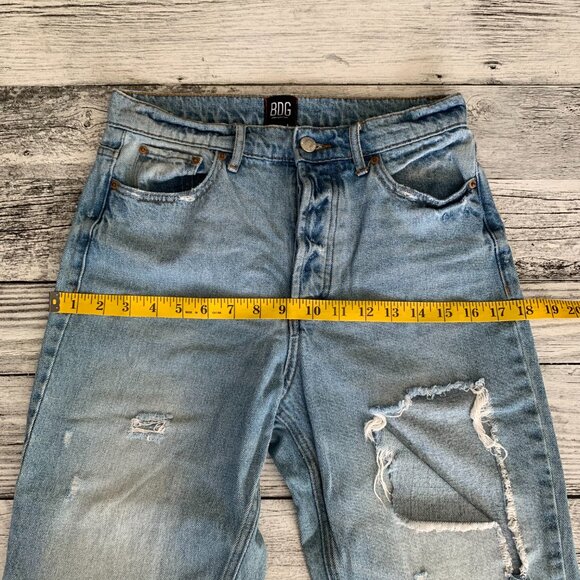 BDG Urban Outfitters Distressed Light Wash Denim High Rise Straight Leg Jeans - Picture 12 of 16